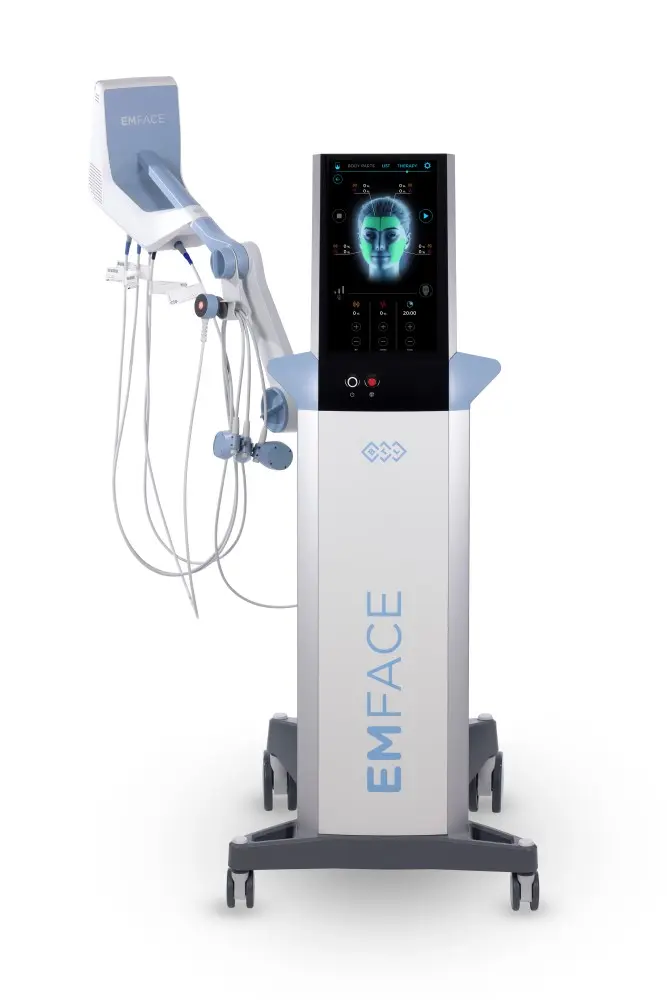 EMFACE treatment device with touchscreen and applicator arm